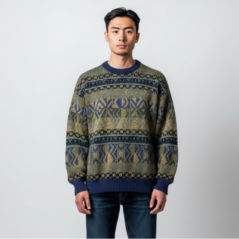 Vintage The Men’s Store Sears Sweater Size L Korea 90s Acrylic Knit Aztec‎